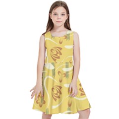 Folk Flowers Pattern  Kids  Skater Dress by Eskimos