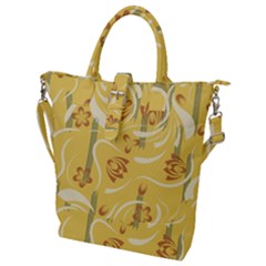 Folk Flowers Pattern  Buckle Top Tote Bag by Eskimos