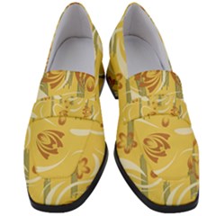 Folk Flowers Pattern  Women s Chunky Heel Loafers by Eskimos