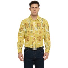 Folk Flowers Pattern  Men s Long Sleeve Pocket Shirt  by Eskimos