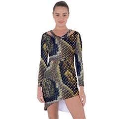 Leatherette Snake 2 Asymmetric Cut-out Shift Dress by skindeep