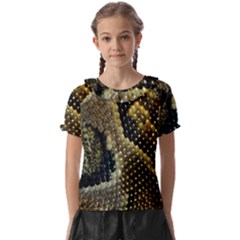 Leatherette Snake 2 Kids  Frill Chiffon Blouse