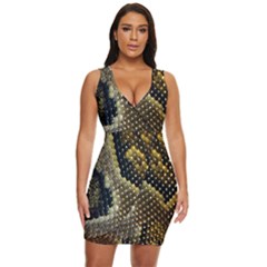 Leatherette Snake 2 Draped Bodycon Dress