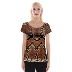 Leatherette Snake 3 Cap Sleeve Top by skindeep