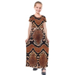 Leatherette Snake 3 Kids  Short Sleeve Maxi Dress by skindeep