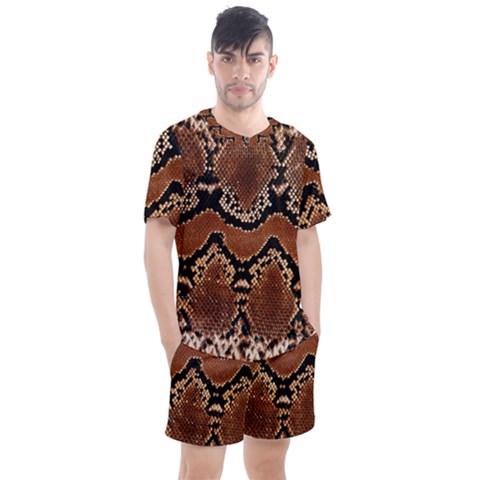 Leatherette Snake 3 Men s Mesh Tee And Shorts Set by skindeep