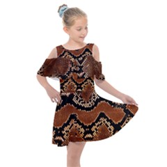 Leatherette Snake 3 Kids  Shoulder Cutout Chiffon Dress by skindeep