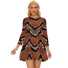 Leatherette Snake 3 Tiered Long Sleeve Mini Dress