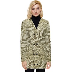 Leatherette Snake 4 Button Up Hooded Coat 