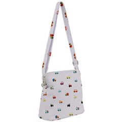 Cute Bright Little Cars Zipper Messenger Bag by SychEva