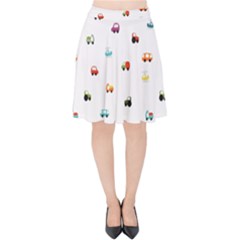 Cute Bright Little Cars Velvet High Waist Skirt by SychEva