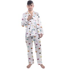 Cute Bright Little Cars Men s Long Sleeve Satin Pajamas Set by SychEva