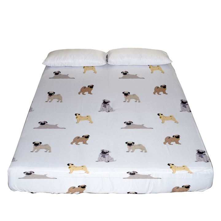 Funny Pugs Fitted Sheet (Queen Size)