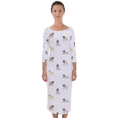 Funny Pugs Quarter Sleeve Midi Bodycon Dress by SychEva