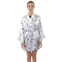 Funny Pugs Long Sleeve Satin Kimono by SychEva