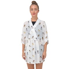 Funny Pugs Half Sleeve Chiffon Kimono by SychEva