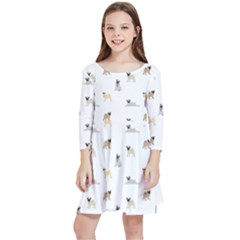 Funny Pugs Kids  Quarter Sleeve Skater Dress by SychEva