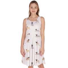 Funny Pugs Knee Length Skater Dress With Pockets by SychEva