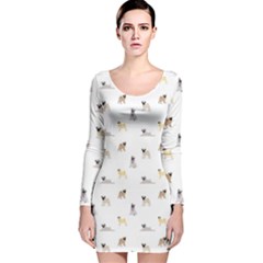 Funny Pugs Long Sleeve Velvet Bodycon Dress by SychEva