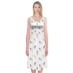 Funny Pugs Midi Sleeveless Dress by SychEva