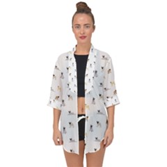 Funny Pugs Open Front Chiffon Kimono by SychEva