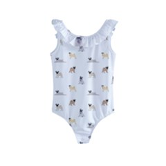 Funny Pugs Kids  Frill Swimsuit by SychEva