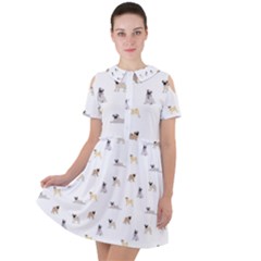 Funny Pugs Short Sleeve Shoulder Cut Out Dress  by SychEva