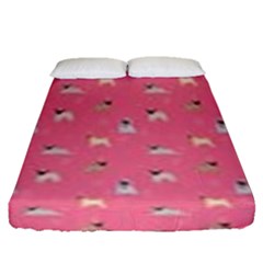 Funny Pugs  Cute Pets Fitted Sheet (queen Size) by SychEva