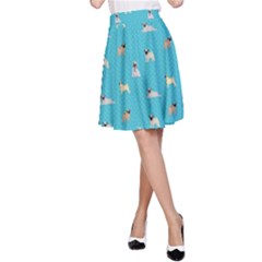 Funny Pugs A-line Skirt by SychEva