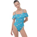 Funny Pugs Frill Detail One Piece Swimsuit View1