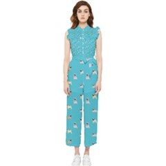 Funny Pugs Women s Frill Top Jumpsuit by SychEva