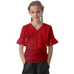 Leather Smooth 19 Kids  V-neck Horn Sleeve Blouse