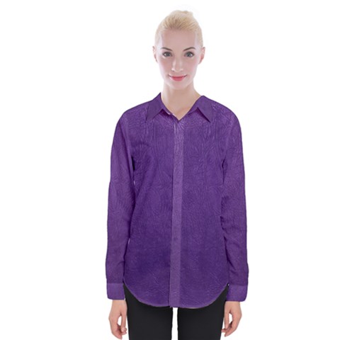 Leather Smooth 18-purple Womens Long Sleeve Shirt by skindeep