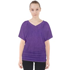 Leather Smooth 18-purple V-neck Dolman Drape Top by skindeep