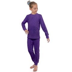 Leather Smooth 18-purple Kids  Long Sleeve Set  by skindeep