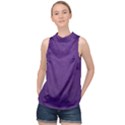 Leather Smooth 18-purple High Neck Satin Top View1