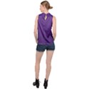 Leather Smooth 18-purple High Neck Satin Top View2