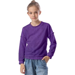 Leather Smooth 18-purple Kids  Long Sleeve Tee With Frill 