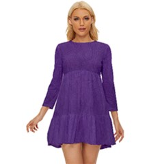 Leather Smooth 18-purple Long Sleeve Babydoll Dress