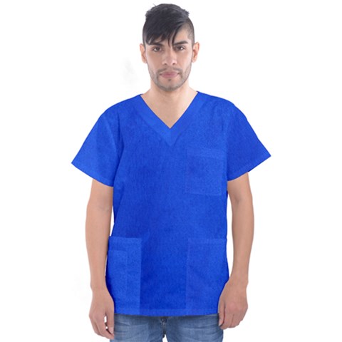 Leather Smooth 22 Blue Men s V-neck Scrub Top by skindeep