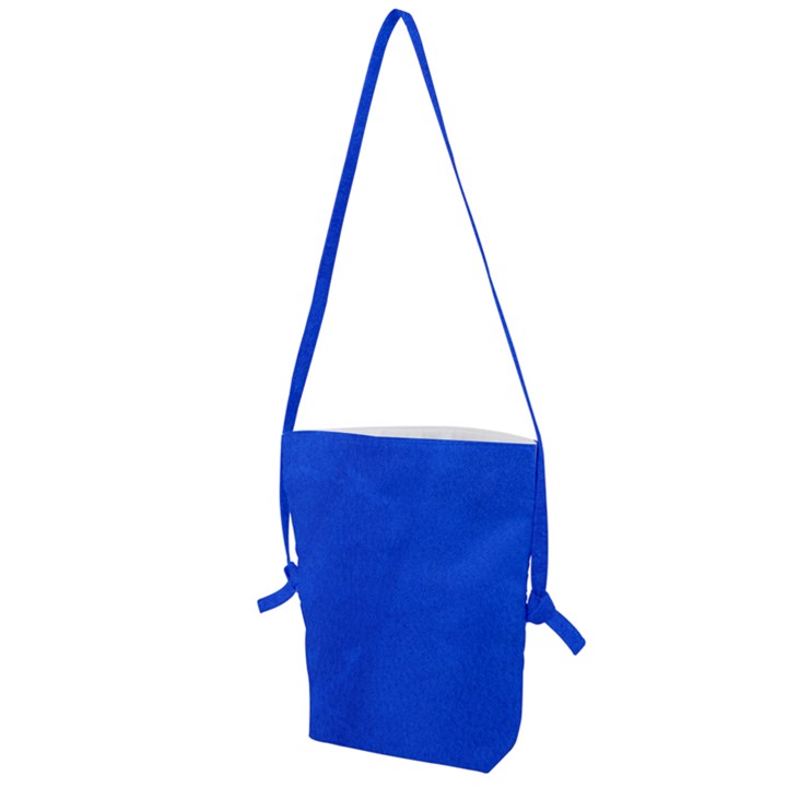 Leather Smooth 22 Blue Folding Shoulder Bag