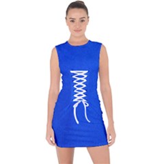 Leather Smooth 22 Blue Lace Up Front Bodycon Dress by skindeep