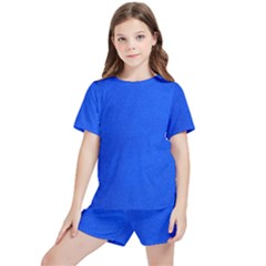 Leather Smooth 22 Blue Kids  Tee And Sports Shorts Set