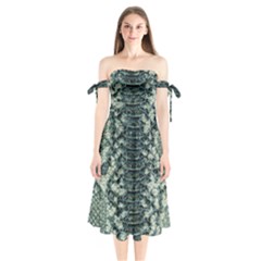 Snake Skin-29 Alt Shoulder Tie Bardot Midi Dress by skindeep