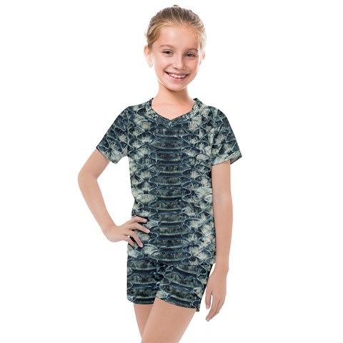 Snake Skin-29 Alt Kids  Mesh Tee And Shorts Set by skindeep