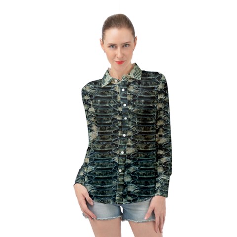 Snake Skin-29 Alt Long Sleeve Chiffon Shirt by skindeep