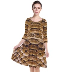 Reptile Skin Pattern 11 Quarter Sleeve Waist Band Dress by skindeep