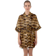 Reptile Skin Pattern 11 Half Sleeve Satin Kimono  by skindeep