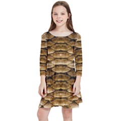 Reptile Skin Pattern 11 Kids  Quarter Sleeve Skater Dress