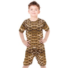 Reptile Skin Pattern 11 Kids  Tee And Shorts Set by skindeep